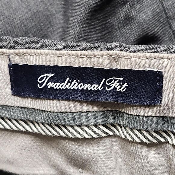 Lands End Pants Mens 37x27  37 Gray Wool Traditional Fit Dress Trousers Classic - Picture 10 of 13